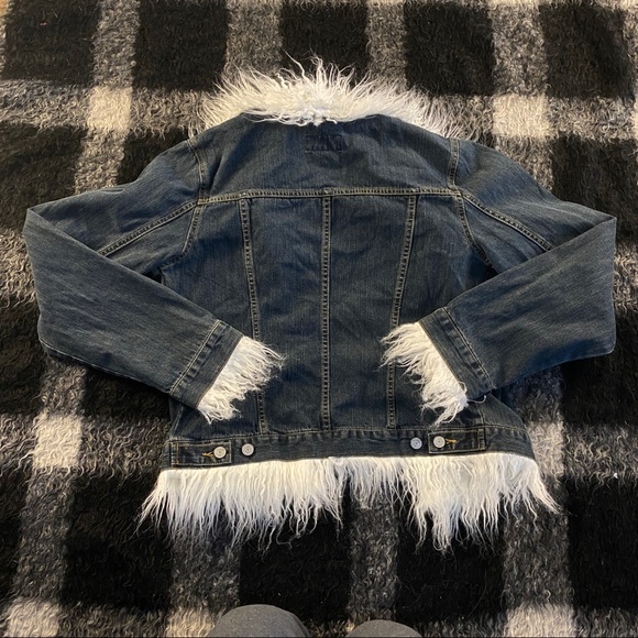 Vintage 90s Y2k no boundaries faux fur trim lightweight denim jacket M - Picture 3 of 6